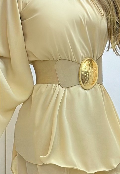 Cinto De Elástico C/ Fivela Dourada