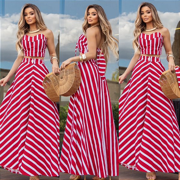 Conjunto De Cropped & Saia Longa