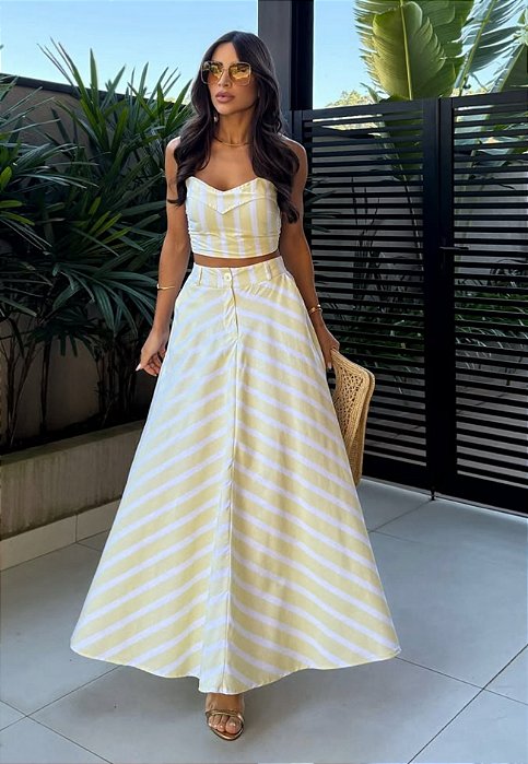 Conjunto De Cropped & Saia Longa