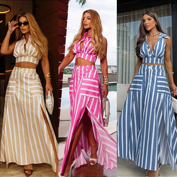 Conjunto De Cropped & Saia Longa