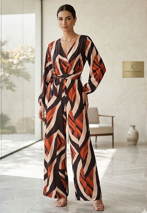 Macacão Manga Longa Estampado