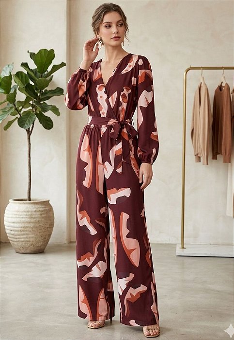 Macacão Manga Longa Estampado