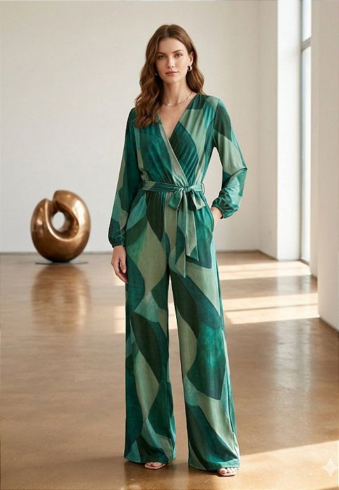 Macacão Manga Longa Estampado