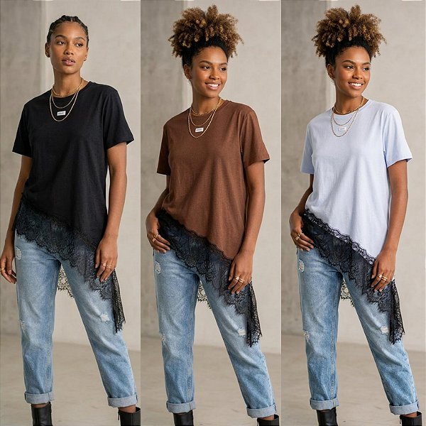 Blusa Oversized C/ Renda