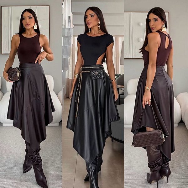 Saia Longa De Couro Eco