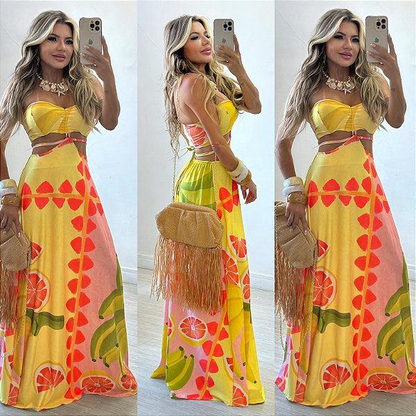 Vestido Tomara Que Caia Vazado Estampado