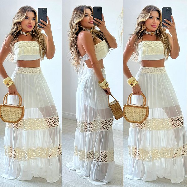 Conjunto De Saia & Cropped Tomara Que Caia