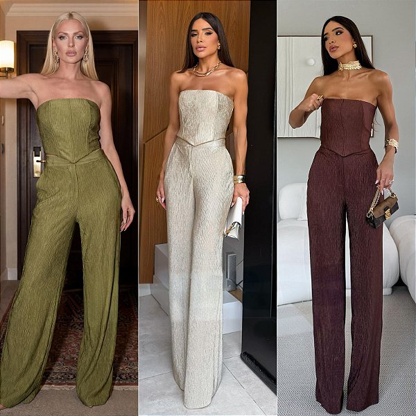 Conjunto De Calça & Cropped Tomara Que Caia