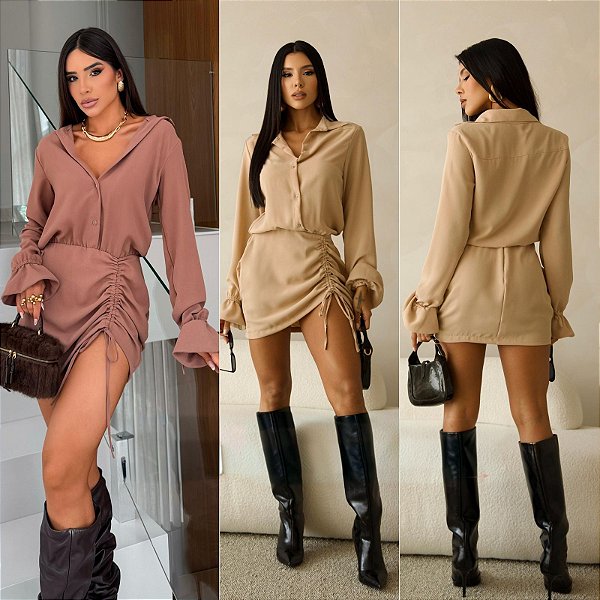 Vestido Curto De Manga Longa