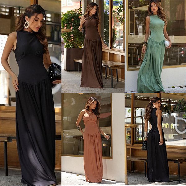 Vestido Longo Regata