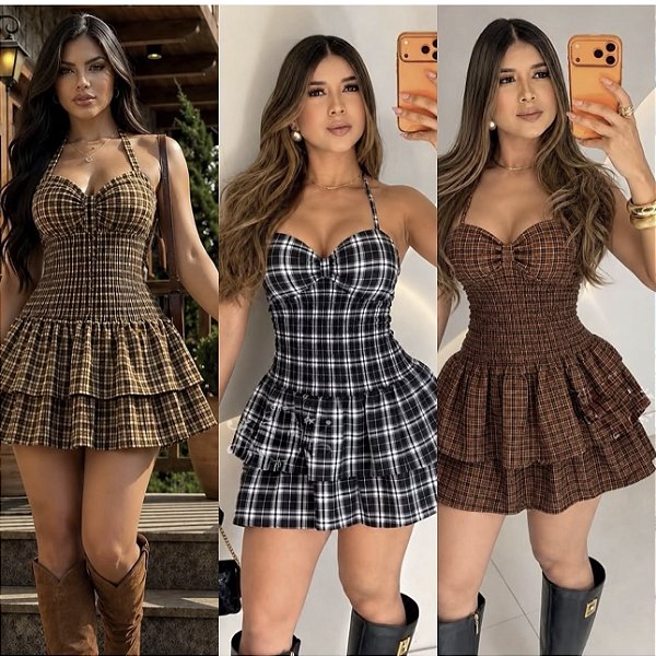 Vestido Curto Xadrez
