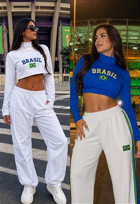 Cropped Manga Longa Brasil