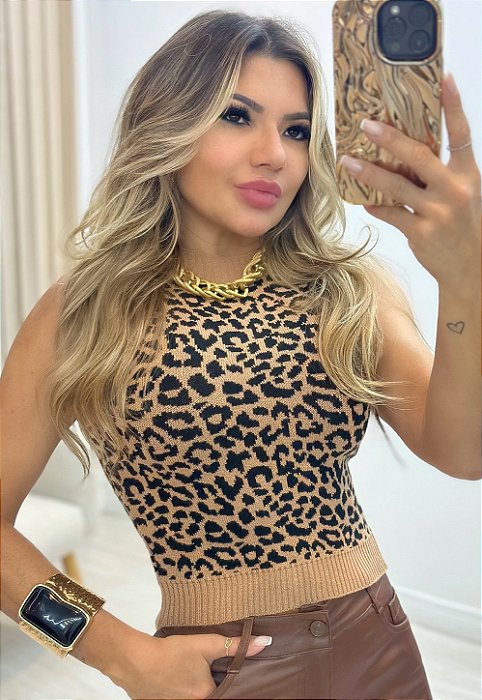 Cropped Estampado De Onça