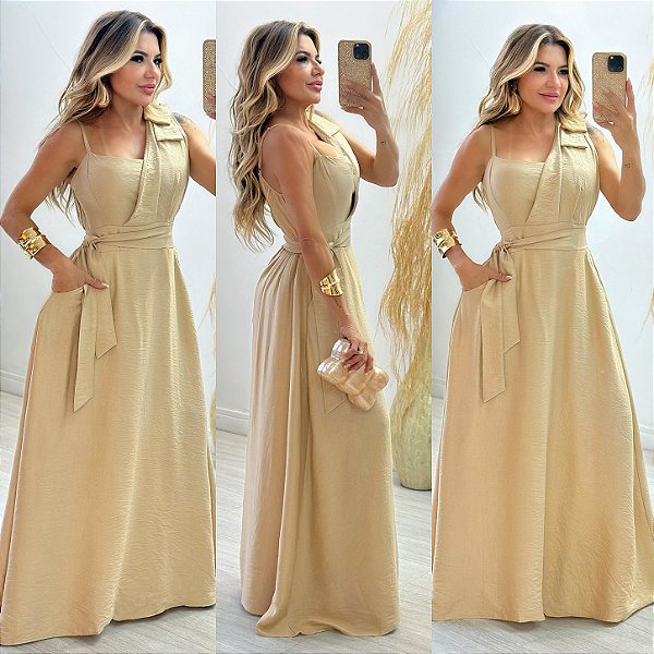 Vestido Longo Ombro Único C/ Laço