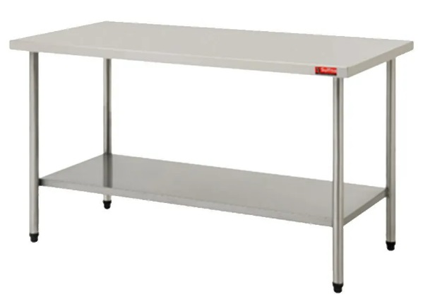 MESA SULFISA INOX -1,50 x 0,70 x 0,85 CM / TAMPO LISO E PRATELEIRA INFERIOR LISA /  INOX 430 / NOVA