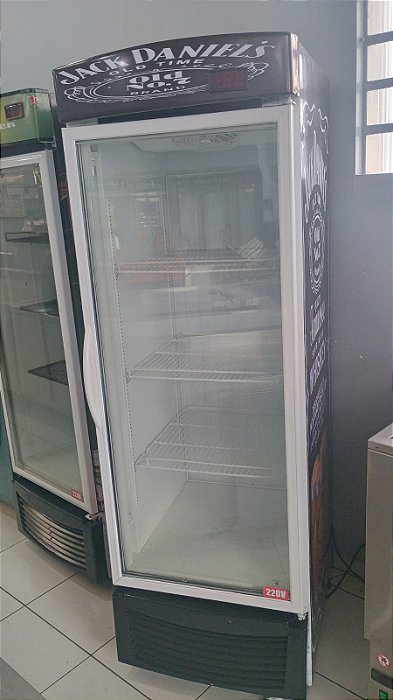 CERVEJEIRA PRETA PORTA DE VIDRO 400 LITROS - SEMI NOVA ADESIVO JACK DANIELS