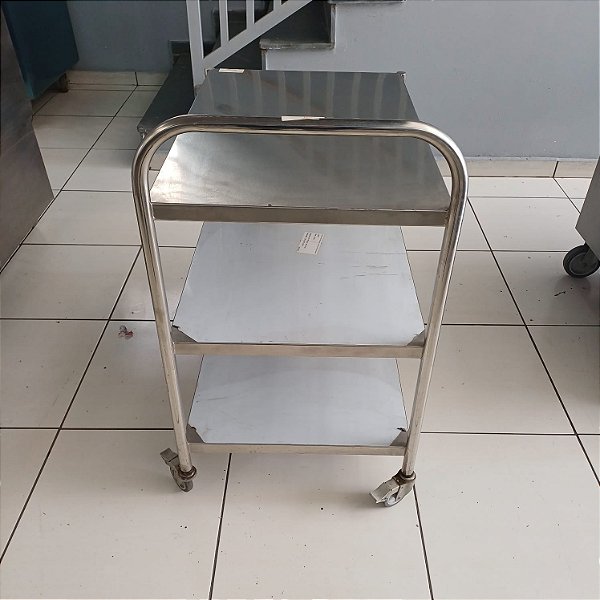 CARRO TRANSP AUXILIAR 3 PLANOS INOX 304 -500X780X900MM SULFISA NOVO