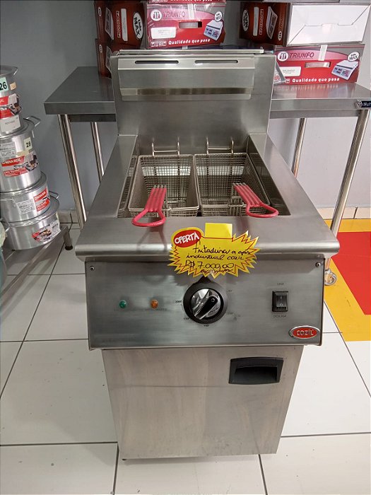 FRITADEIRA A GÁS COMPACT LINE COZIL - 24 LITROS ( 12LTS CADA CUBA ) MODELO FTGCP-45SAN SEMI NOVA