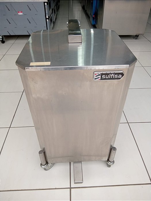 CARRO P/ DETRITOS 80 L C/ PEDAL INOX-304 - 400X400X700MM SEMI NOVO