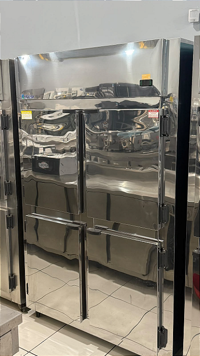 REFRIGERADOR VERTICAL EM INOX 4 PORTAS KOFISA - 750 LTS - PORTA CEGA - 220VC- NOVA