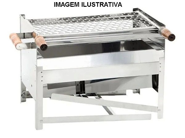 CHURRASQUEIRA PORTATIL DOBRAVEL EM ACO INOX  A CARVÃO 650X300X770