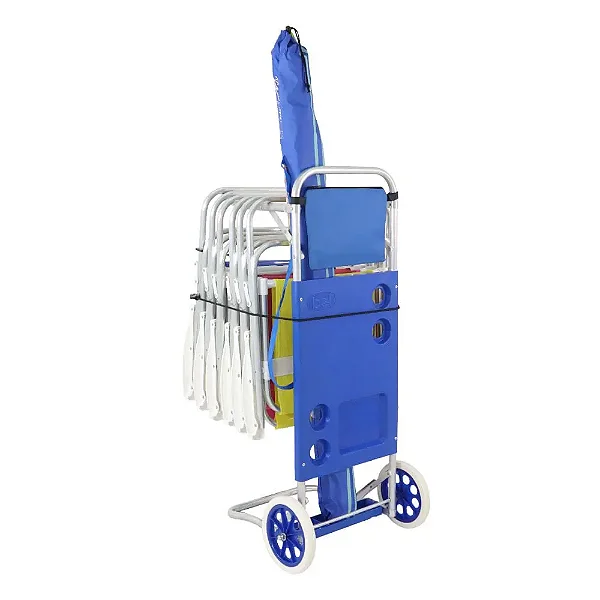 Carrinho Leva Cadeira Praia Vira Mesa Porta Copo Bolsa Belfix