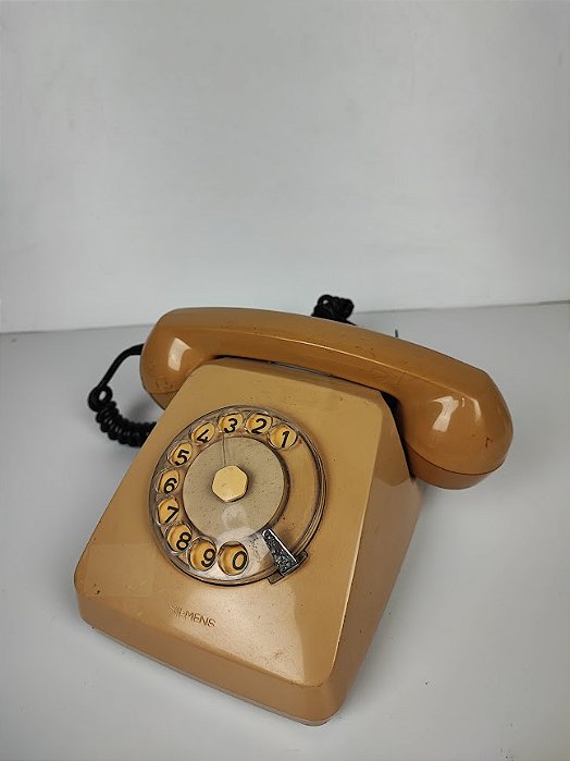 Telefone De Disco Antigo Simens Bege Anos 70