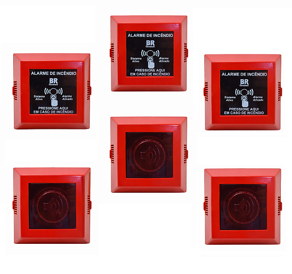 Kit 3 Acionadores e 3 Sinalizador Audio Visual