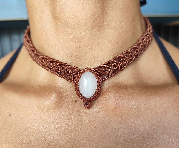 Colar Marrom - Quartzo Rosa