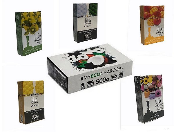 Kit 5 Essência Mazaya + 500g de Carvão de Coco Zomo