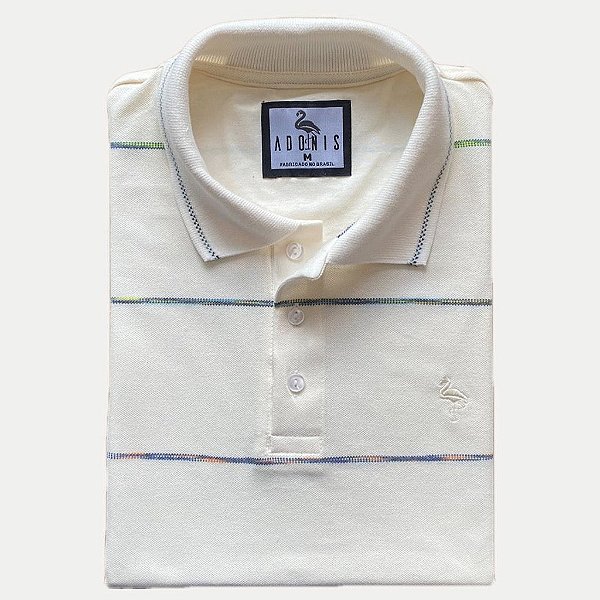 Camiseta Gola Polo Branca Listrada