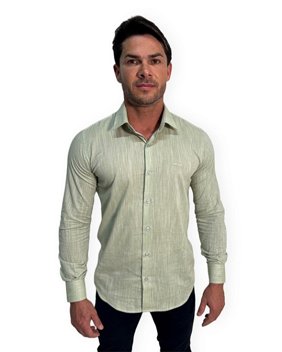 Camisa Social Linhada Verde