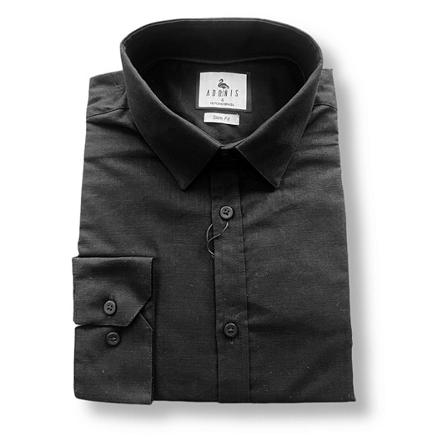 Camisa Social Preta Flamê