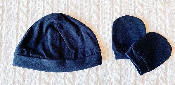 Touca e luvinhas azul marinho