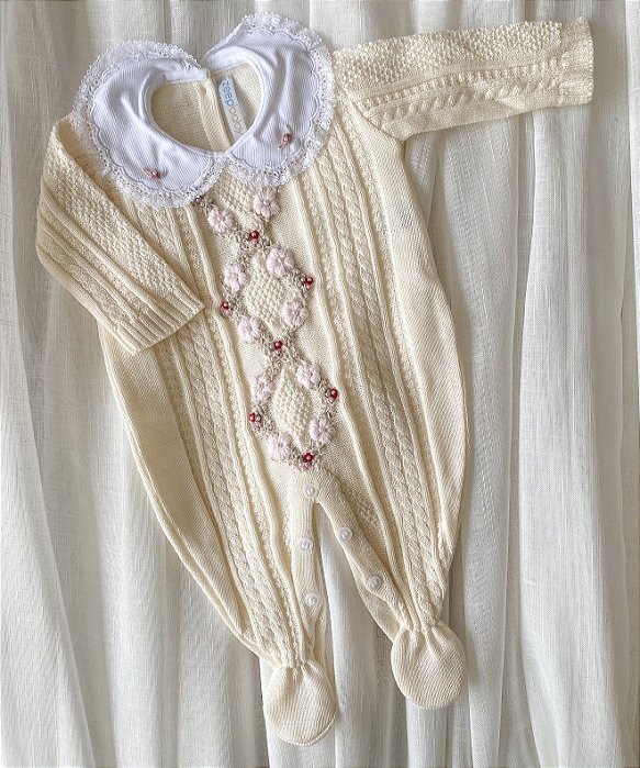 Macacão Babi em tricot Pérola