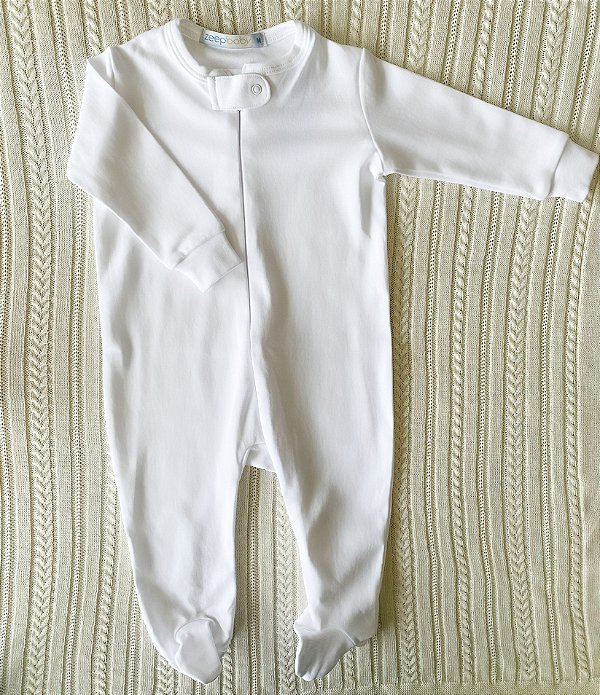 Macacão de zíper Branco em algodão Pima