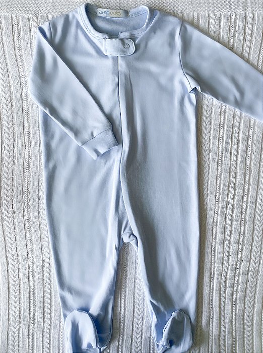 Macacão de zíper azul em algodão Pima