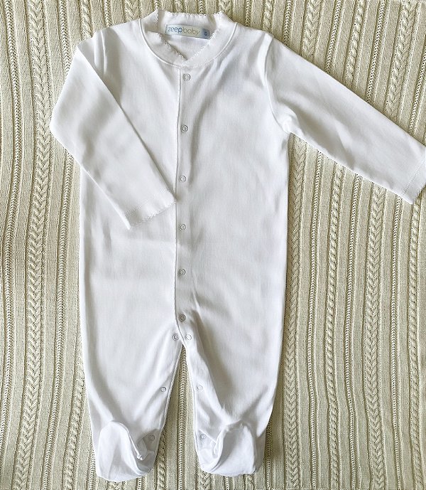 Macacão de botões branco em algodão Pima