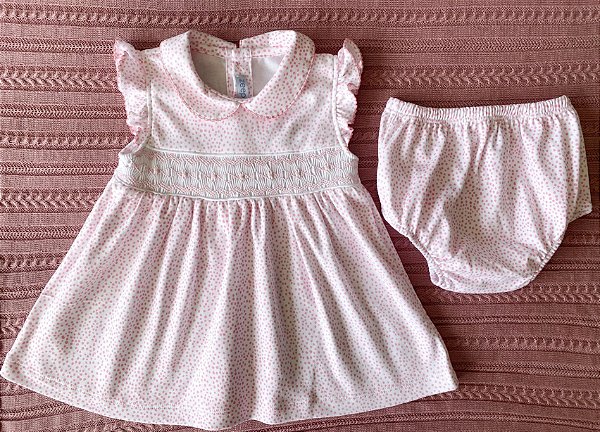 Vestido rosa com pontinhos em algodão Pima