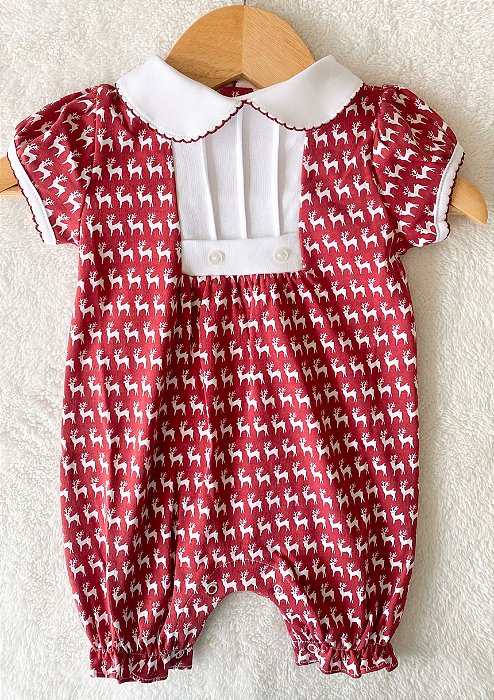 Macacão curto de Rena em Algodão Pima Vermelho