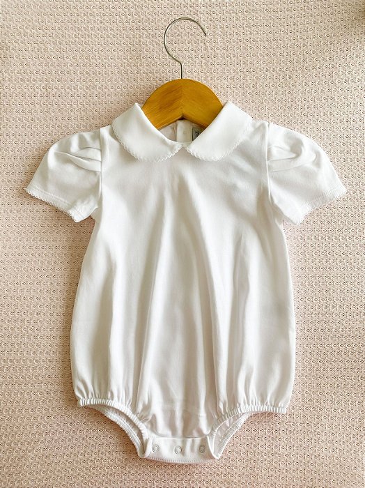 Body balonê manga curta branco em algodão pima