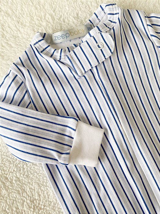 Macacão longo de zíper listrado em algodão pima