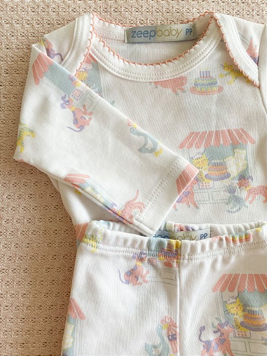 Body manga longa + Calca em algodão pima de circo