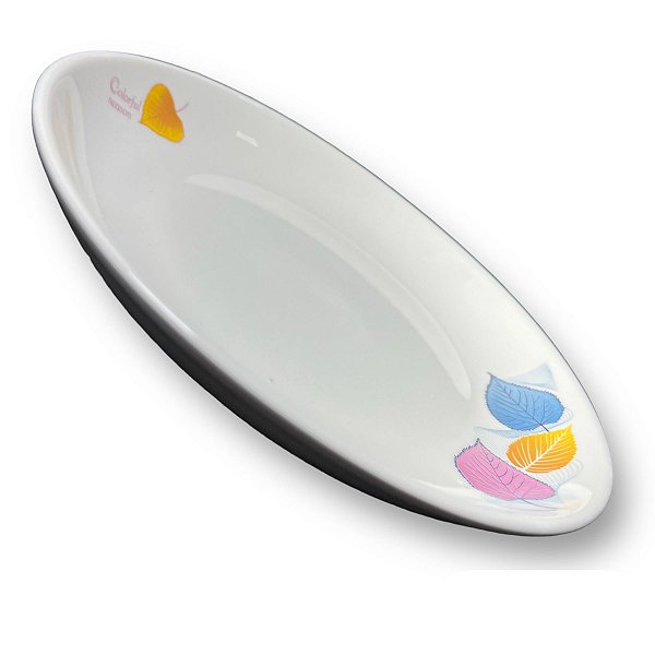 Prato de Cerâmica Fundo Folhas Coloridas