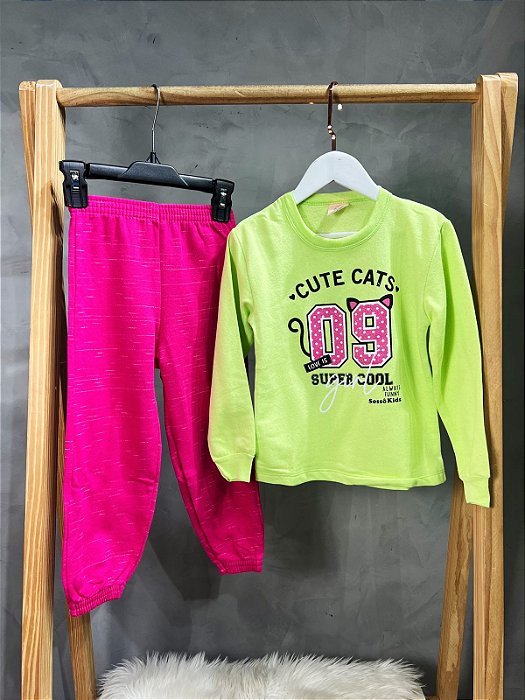 Conjunto de Moletom Infantil - Feminino | Cute cats