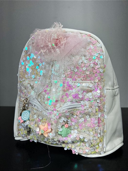 Mochila Infantil Laço Paetê