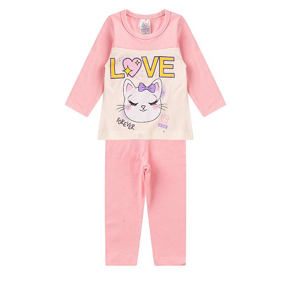 Conjunto Manga longa e calça meia estação Infantil - Feminino 6021