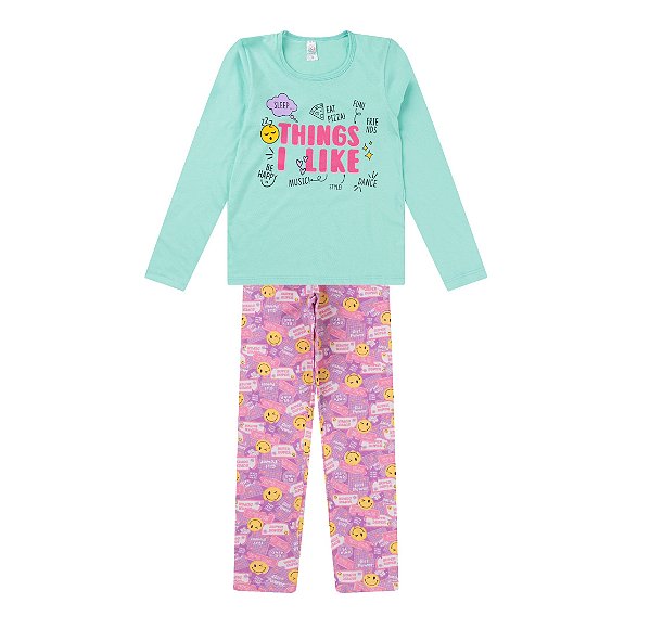 Conjunto Pijama Manga Longa e calça do 10 ao 14 (3925)