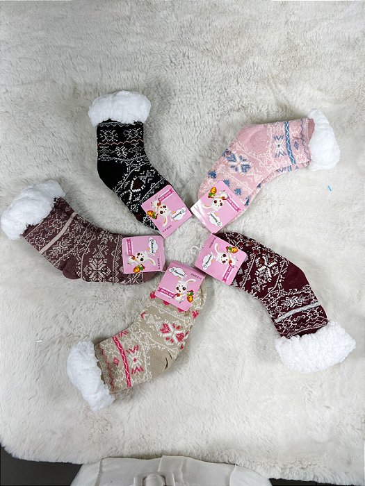 Meia Térmica-Inverno Flor de Lotus Infantil