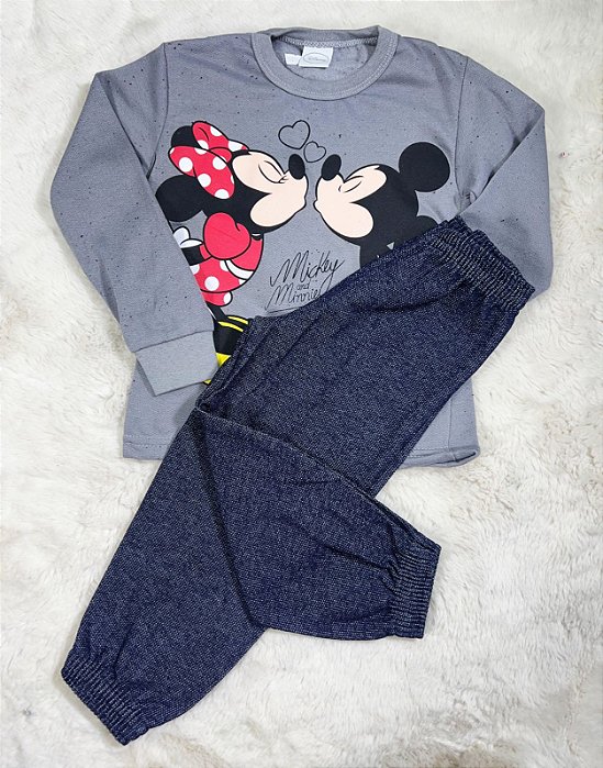 Conjunto Moletom Infantil Minnie e Mickey Love